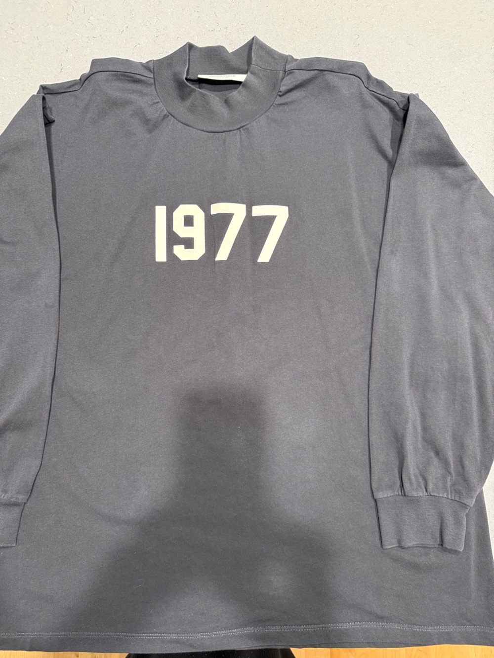 Fear of God Essentials 1977 Men”s Long Sleeve '1977'Shirt - Black with cream